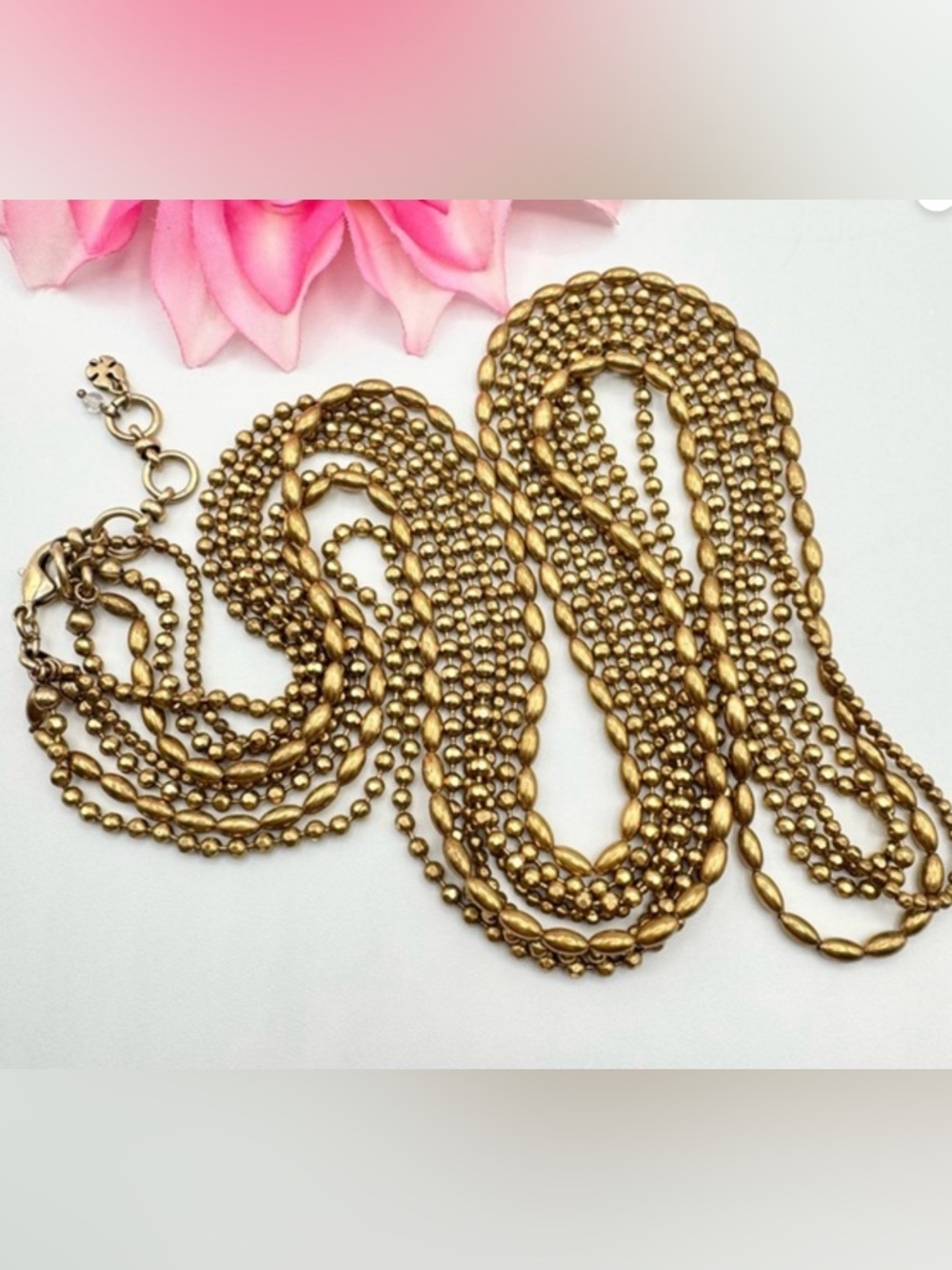 Lucky Brand | Gold-Tone Multi-Strand Bead Chain Long Necklace